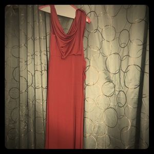 BCBG burgundy cowlneck evening dress